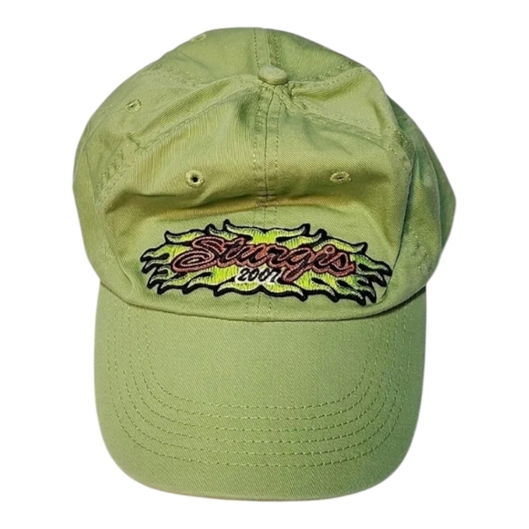 2007 Sturgis Green Baseball Hat Cap | Flames Logo | Cameo Brand | One Size - Picture 1 of 6
